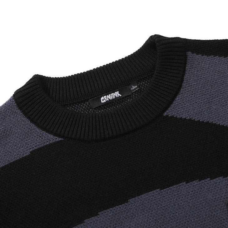 Purple Thread Jacquard Patchwork Sweater