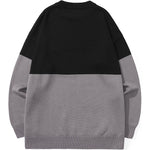 Color Block Letter Cartoon Jacquard Pullover Sweater