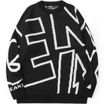 Plain Geometric Jacquard Loose Sweater