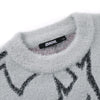 Woolen Print Drop-Shoulder Sleeve  Stand Collar Sweater