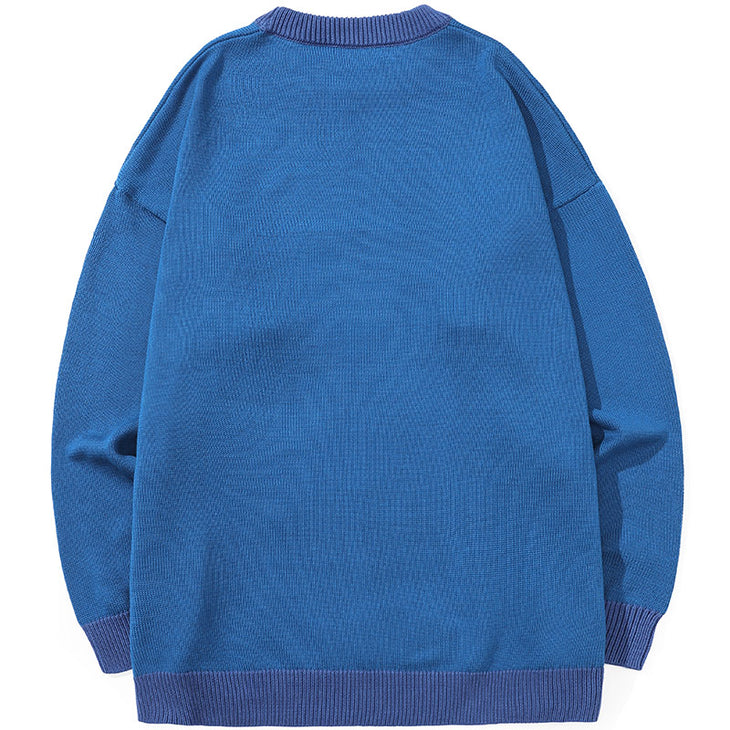 Funny Jacquard Drop-Shoulder Sleeve  Sweater