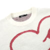 Heart Print Letter Jacquard Crew Neck Sweater