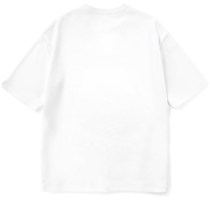 Cartoon Letter Print Space Cotton Drop-Shoulder Sleeve T-Shirt