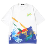 Rainbow Color Graffiti Print Loose T-Shirt