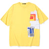 Color Block Puzzle Print Drop-Shoulder Sleeve T-Shirt