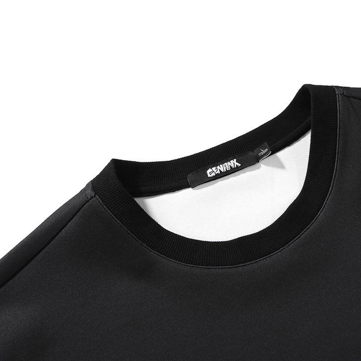 Splash Ink Cloudy Building Print Drop-Shoulder Sleeve T-Shirt