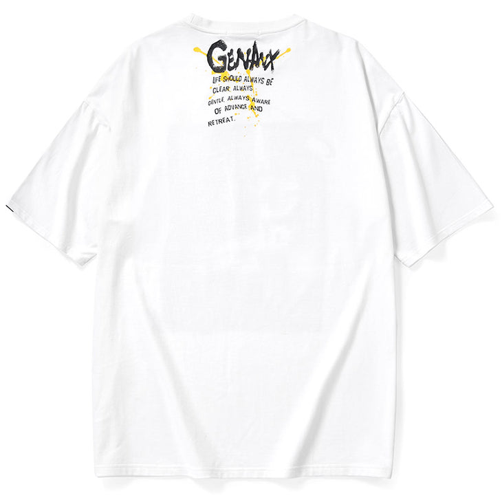 Street Sports Style Graffiti Print Half Sleeve Cotton T-Shirt