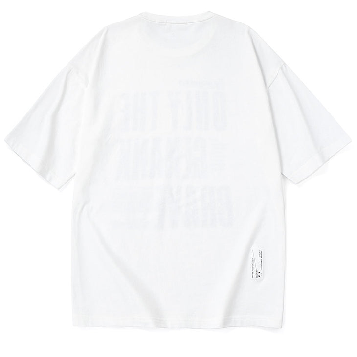 Minimalist Letter Print Oversized Drop-Shoulder Sleeve T-Shirt