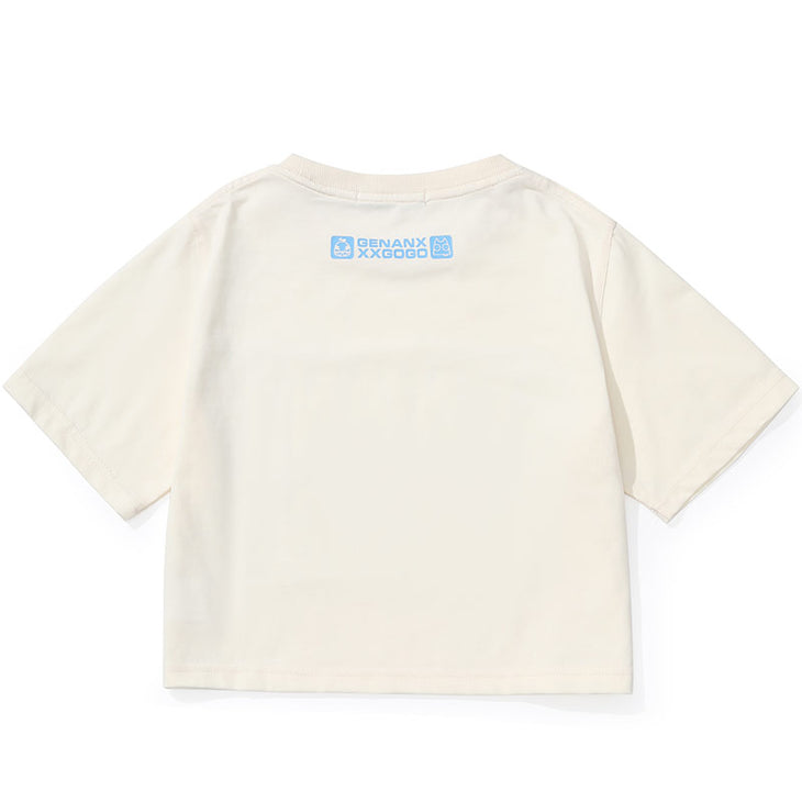 Bm Style Color Block Navel Crop T-Shirt