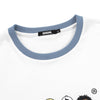 Color Block Round Neck Cartoon Letter Print Drop-Shoulder Sleeve T-Shirt