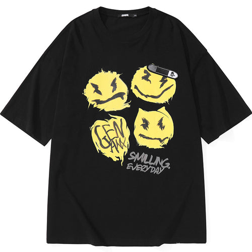 Emoji Letter Print Velcro Embroidery Label T-Shirt