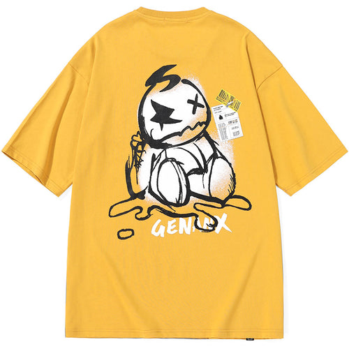 Cartoon Tear Barcode Label Printing T-Shirt