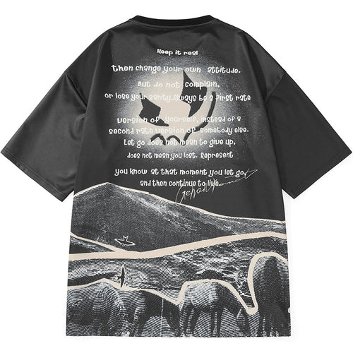 Snow Mountain Animal Print Space Cotton T-Shirt