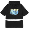 Color Block Teeth Letter Print Hooded T-Shirt