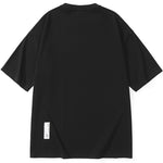 Minimalist Letter Print Drop-Shoulder Sleeve Cotton T-Shirt