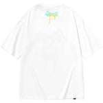 Plain Letter Print Drop-Shoulder Sleeve Cotton T-Shirt