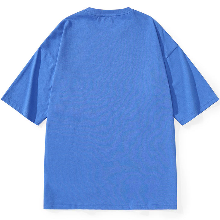 Letter Print Drop-Shoulder Sleeve Minimalist T-Shirt