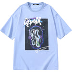 Cyberpunk Letter Graffiti Print Drop-Shoulder Sleeve T-Shirt