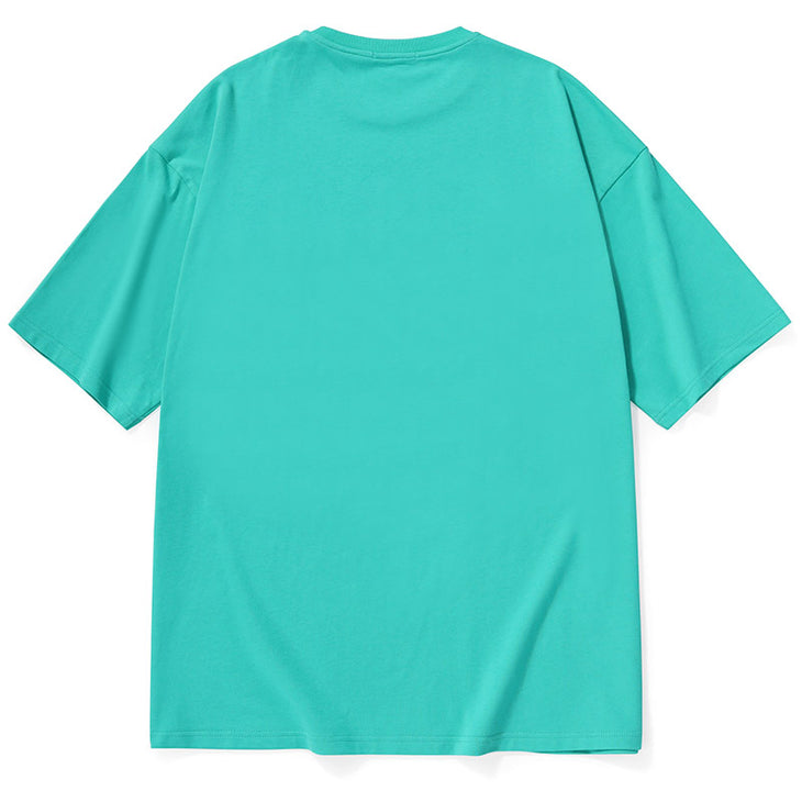 Plain Cartoon Logo Print Minimalist Cotton T-Shirt