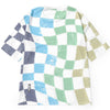 Mottled Color Block Checkerboard Cartoon Print T-Shirt