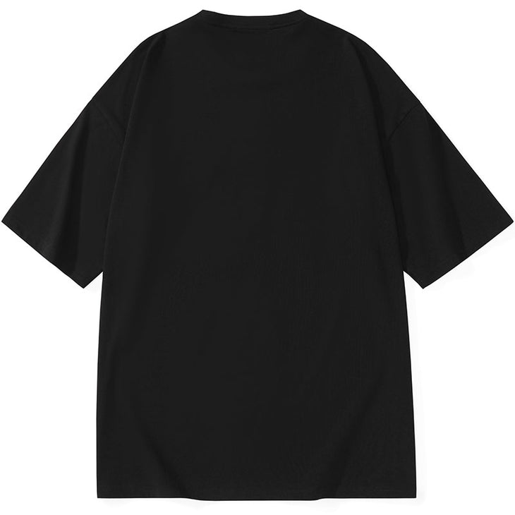 Plaid Zipper Waist Bag Cartoon Print Drop-Shoulder Sleeve T-Shirt