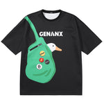 Fun Duck Shoulder Bag Print Space Cotton T-Shirt