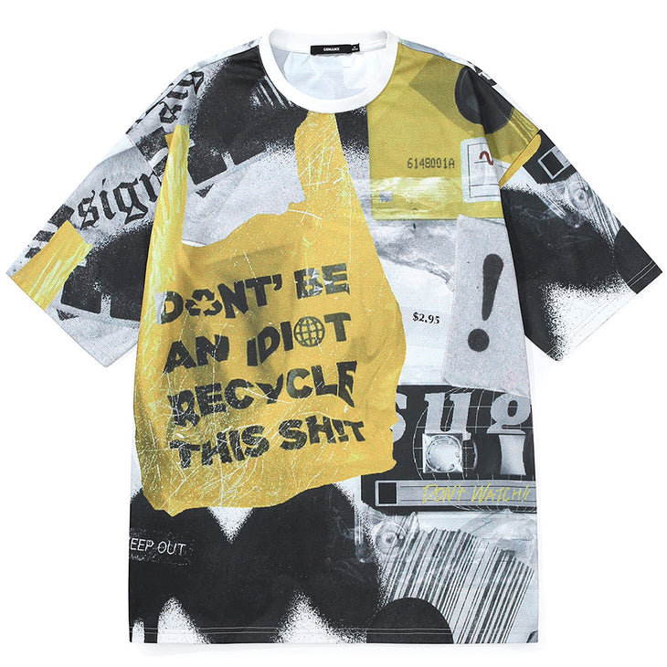 Quick-dry T-Shirt With Graffiti Letter Eco-bag Print