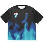 Gradient Flame Cartoon Print Space Cotton T-Shirt