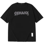 Black Hawk Graffiti  Letter Print Drop Shoulder Sleeve Cotton T-Shirt