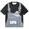 Fun Strap UFO Alien Print Drop Sleeve Space Cotton T-Shirt