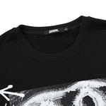 Black Fun Graffiti Print Drop-Shoulder Sleeve T-Shirt