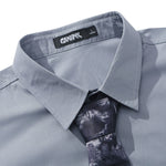Comic Style Detachable Tie Letter Print Pocket Shirt