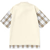 Fake Two Piece Color Block Plaid Short Sleeve Shirt