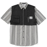 Fake Two-Piece Colorblock Stripe Half-Zip Vest Shirt