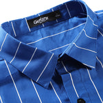 Street Blue Striped Label Print Shirt