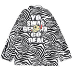 Zebra Striped Letter Cartoon Print Long Sleeve Shirt