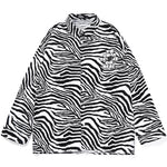 Zebra Striped Letter Cartoon Print Long Sleeve Shirt