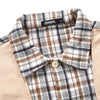 Safari Style Fake Two Piece Color Block Embroidery Plaid Shirt