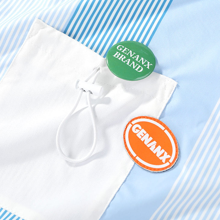 Energetic Asymmetric Stripe Print Label Shirt