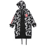 Jacquard Print Strap Hooded Trench Coat