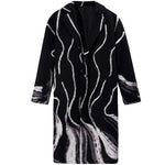 Black Curved Stripes Color Block Coat
