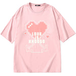 Irregular Digital Love Print Cotton T-Shirt