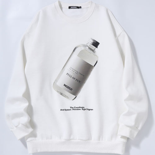 Basic 3D Bottle Print Loose Sweatshirt