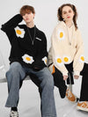 Meal Series Poached Egg Embroidery Print Hooded Cotton  Sweatshirt