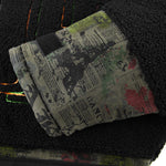 Black Safari Style Multicolor Embroidery Padded Coat