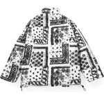 Reversible Paisley Stand Collar Zipper Coat