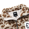 Khaki Leopard Contrast Color Front Zipper Padded Coat