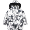 Hip Hop Graffiti Print Fleece Hooded Padded Coat