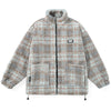 Casual Plaid Stand Collar Zipper Padded Coat