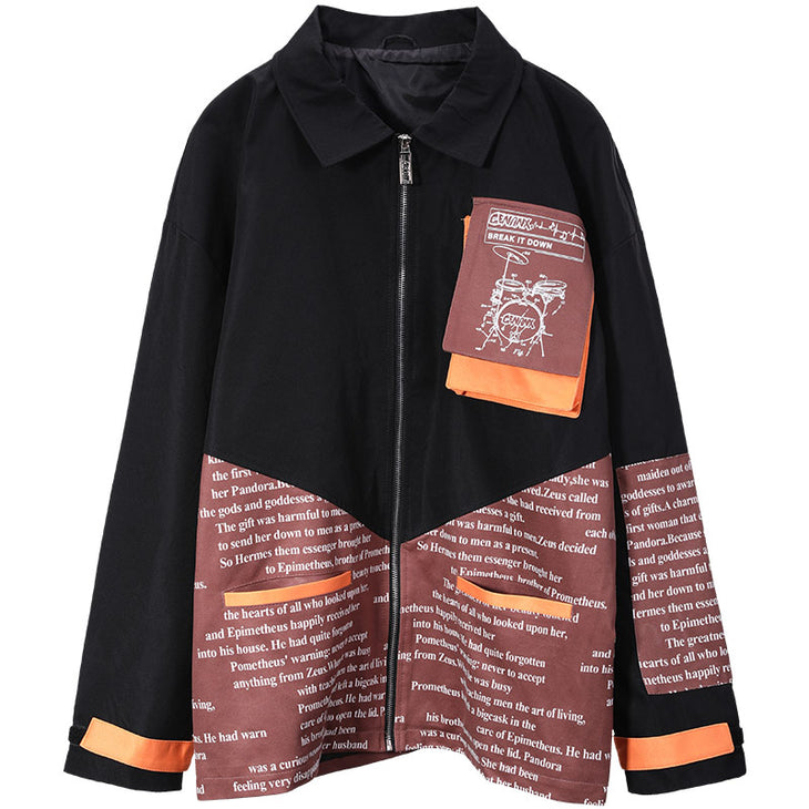 Musical Instrument Print And Color Block Jacket – genanx